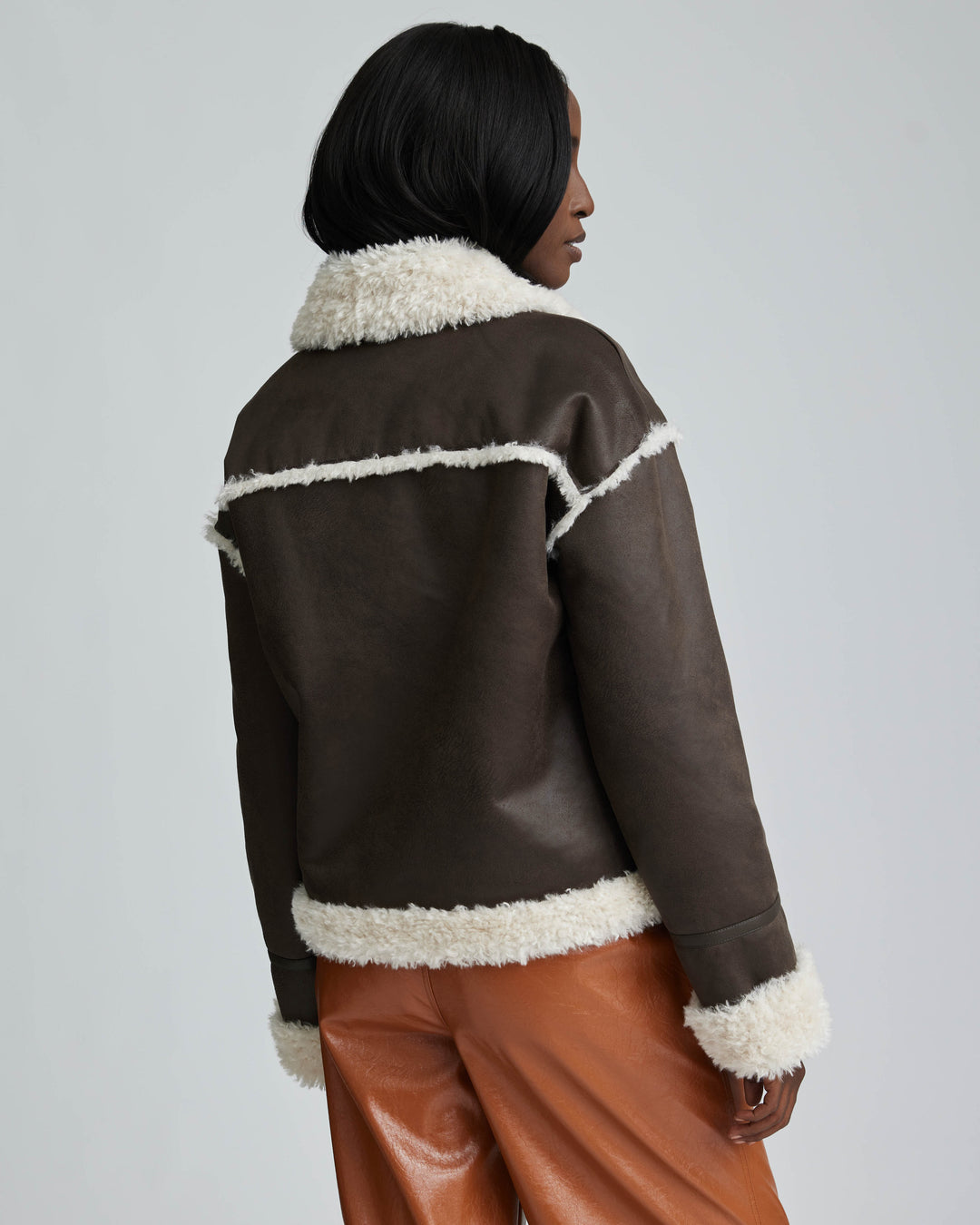 Faux shearling cropped jacket