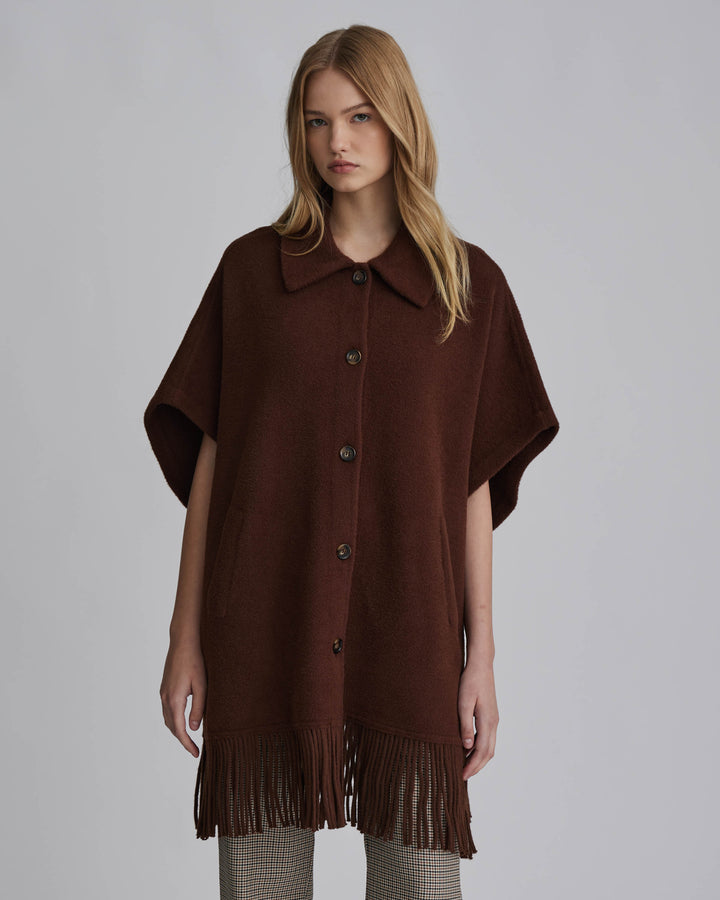 Mink Eyelash Fringe Hem Cape