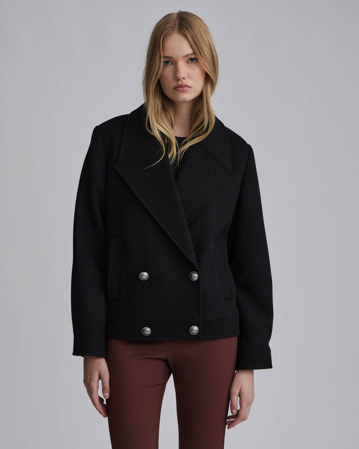 Textured Wool Retro Pea Coat