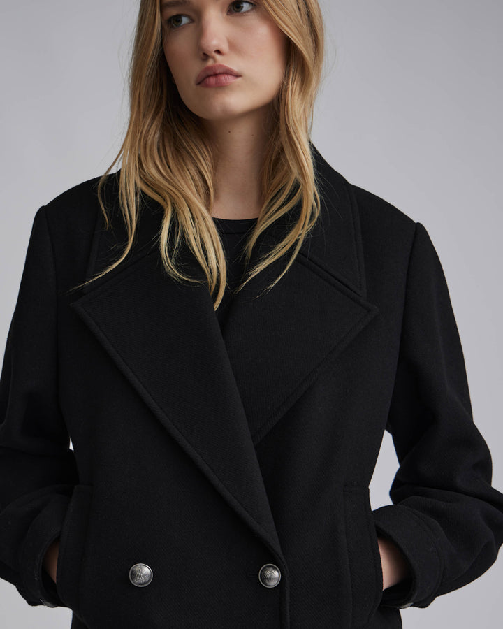 Textured Wool Retro Pea Coat