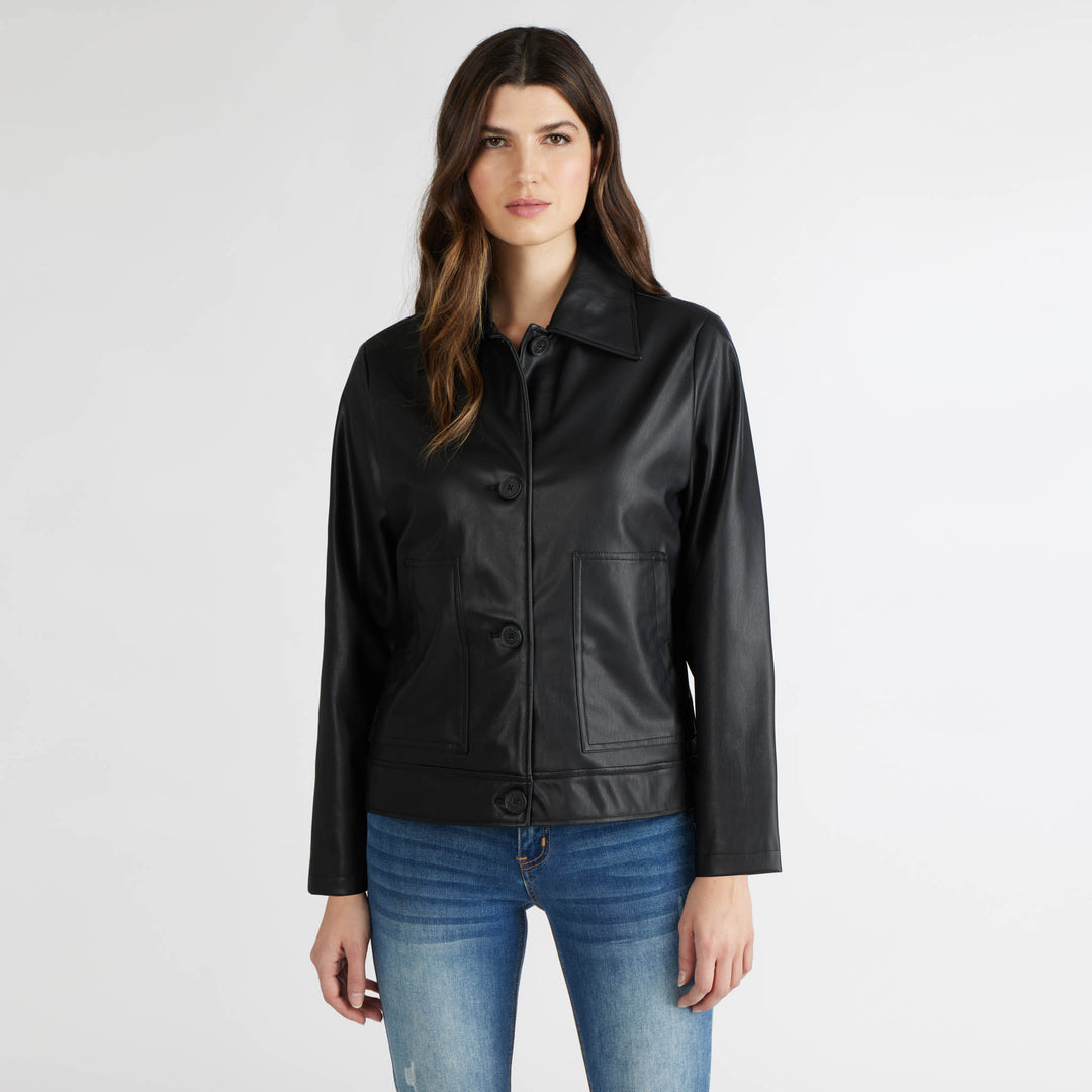 Vegan Leather Trucker Jacket