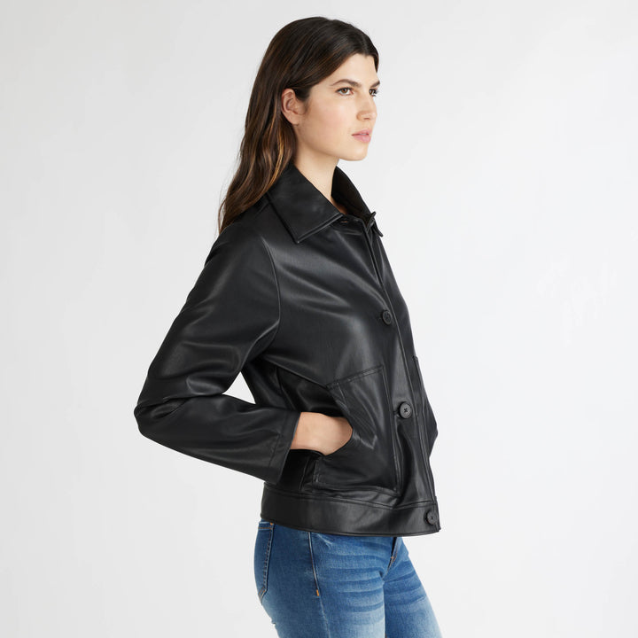 Vegan Leather Trucker Jacket